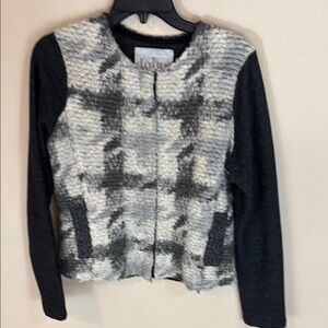 Anthropologie Dolan Gray Wool, Mohair Zip Front Plaid Jacket Size Large